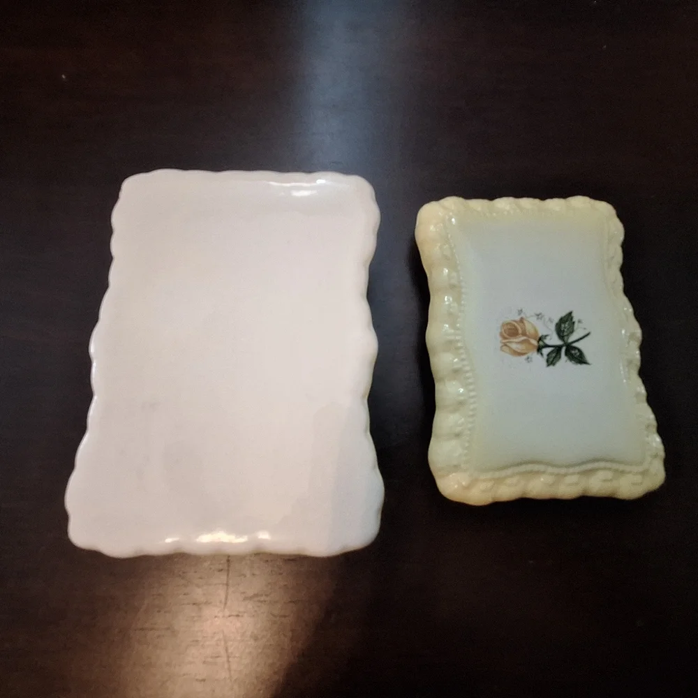 Antique Yellow Porcelain Trinket Dish